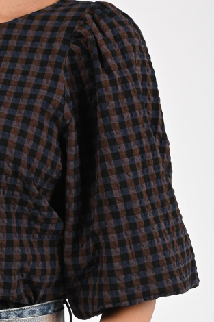 By-Bar jet check blouse Bruin