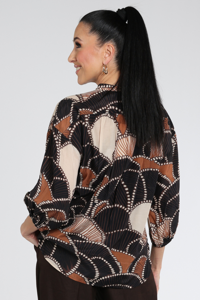 Summum 2s3458-12386 Blouse driekwart mouw Bruin