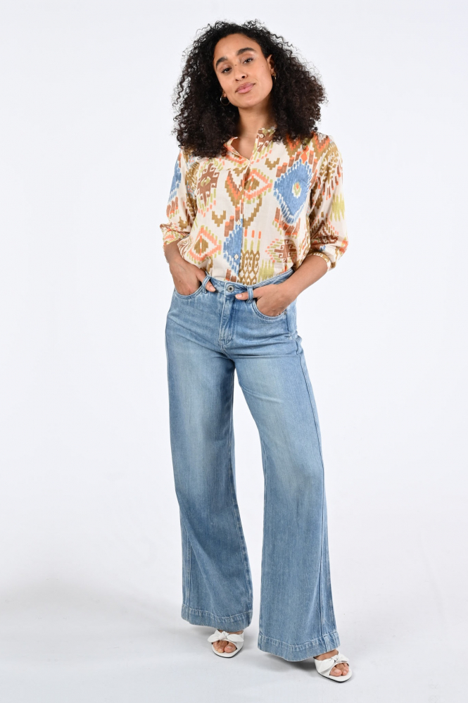 Geisha 63469-20 Blouse driekwart mouw Bruin