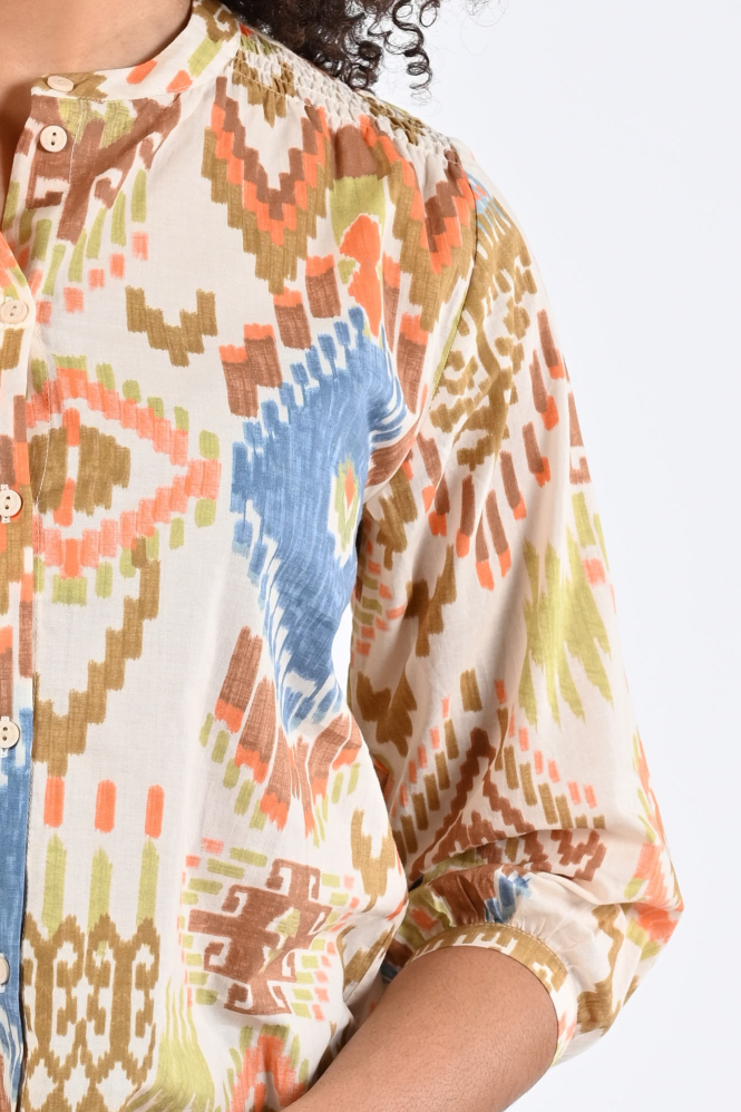Geisha 63469-20 Blouse driekwart mouw Bruin