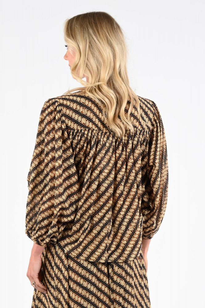 By-Bar 26112062 Blouse driekwart mouw Beige