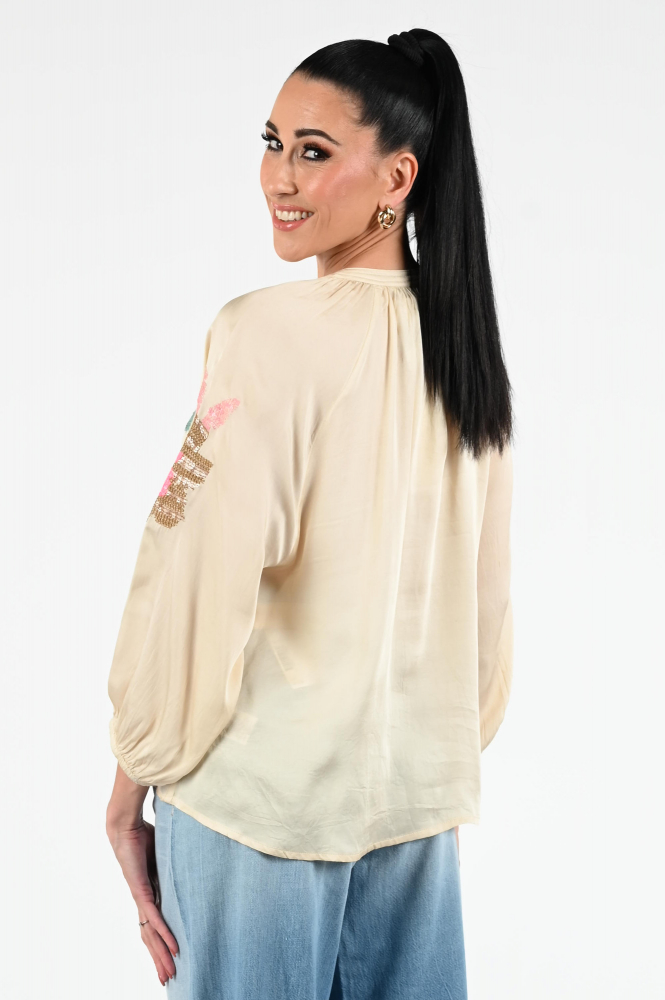 Summum 2s3287-12064 Blouse driekwart mouw Beige