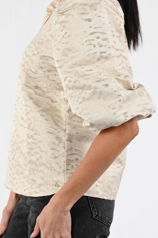 Nukus NKF01014 Blouse driekwart mouw Beige