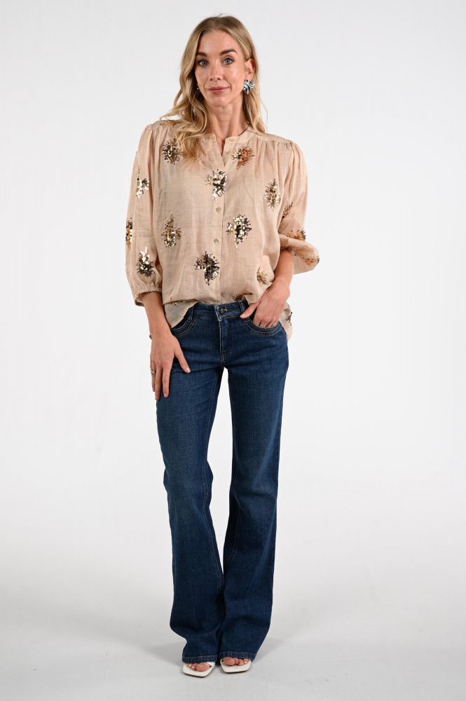 Nukus NKS02175 Blouse driekwart mouw Bruin