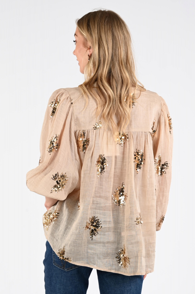 Nukus NKS02175 Blouse driekwart mouw Bruin