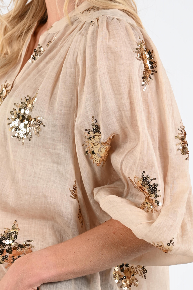 Nukus NKS02175 Blouse driekwart mouw Bruin