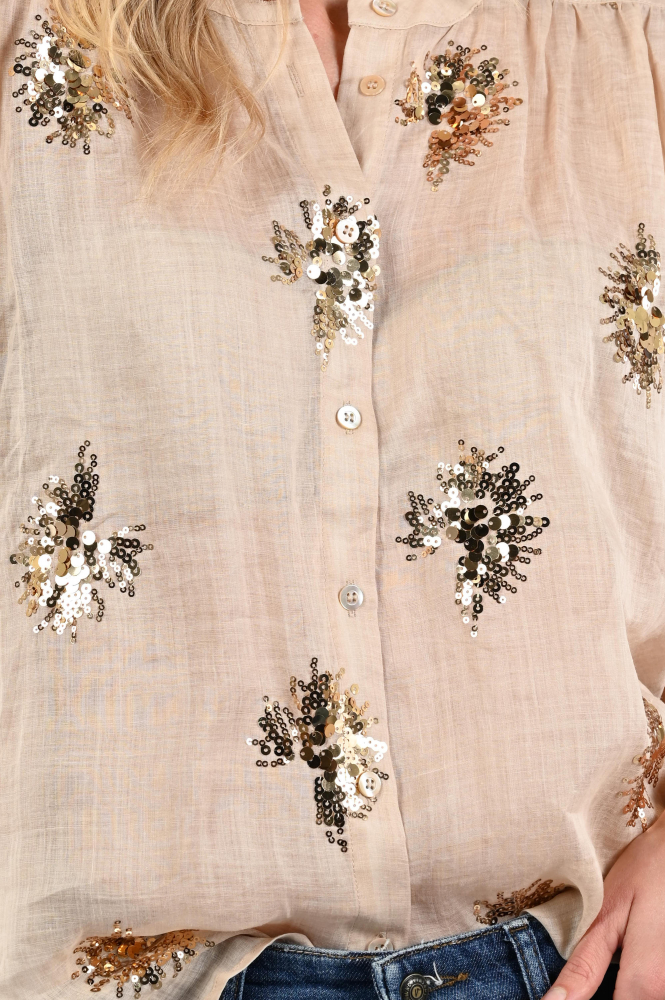 Nukus NKS02175 Blouse driekwart mouw Bruin