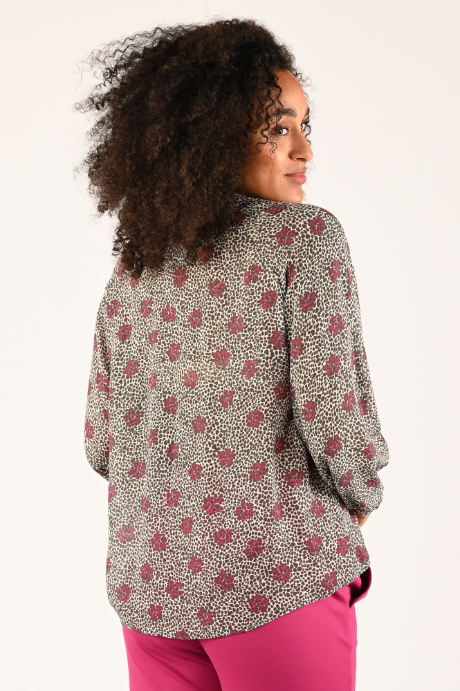 Luisa Cerano 208474-3668 Blouse driekwart mouw Bruin
