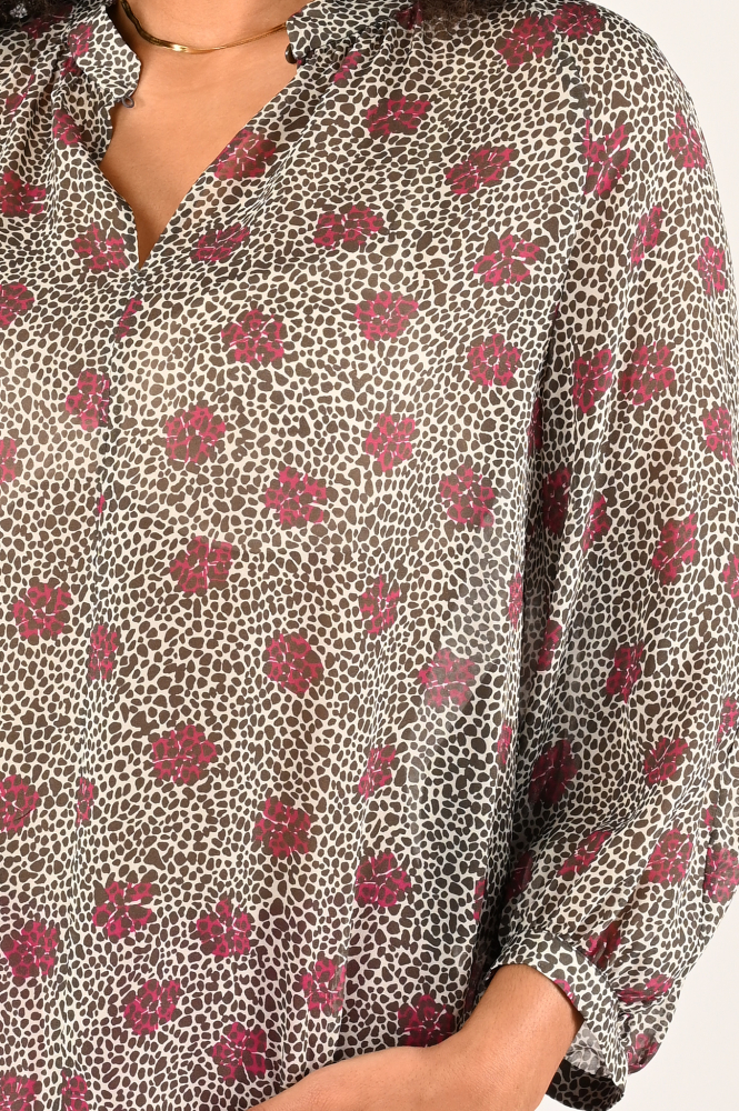 Luisa Cerano 208474-3668 Blouse driekwart mouw Bruin