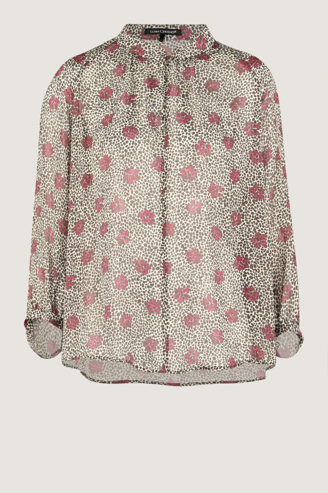 Luisa Cerano 208474-3668 Blouse driekwart mouw Bruin