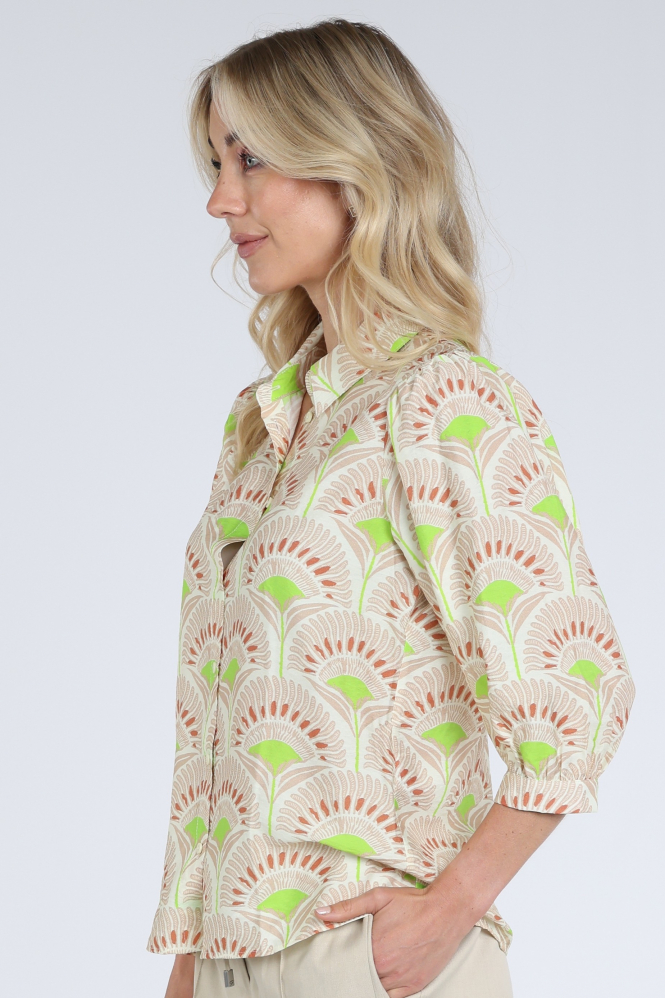 Geisha 63222-20 Blouse driekwart mouw Bruin
