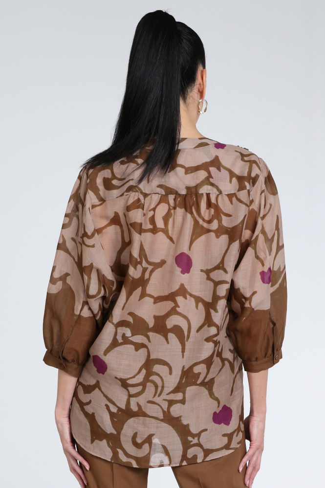 Luisa Cerano 238677-3839 Blouse driekwart mouw Bruin