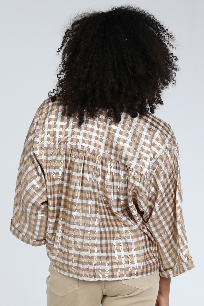 Nukus NKF02215 Blouse driekwart mouw Bruin