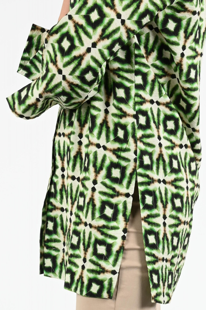 KYRA Ikat Ranou-s25 Blouse driekwart mouw Groen