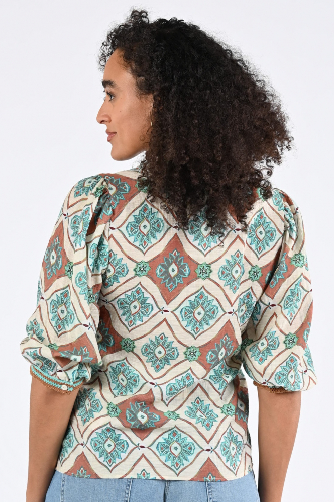 Geisha 63453-20 Blouse driekwart mouw Groen
