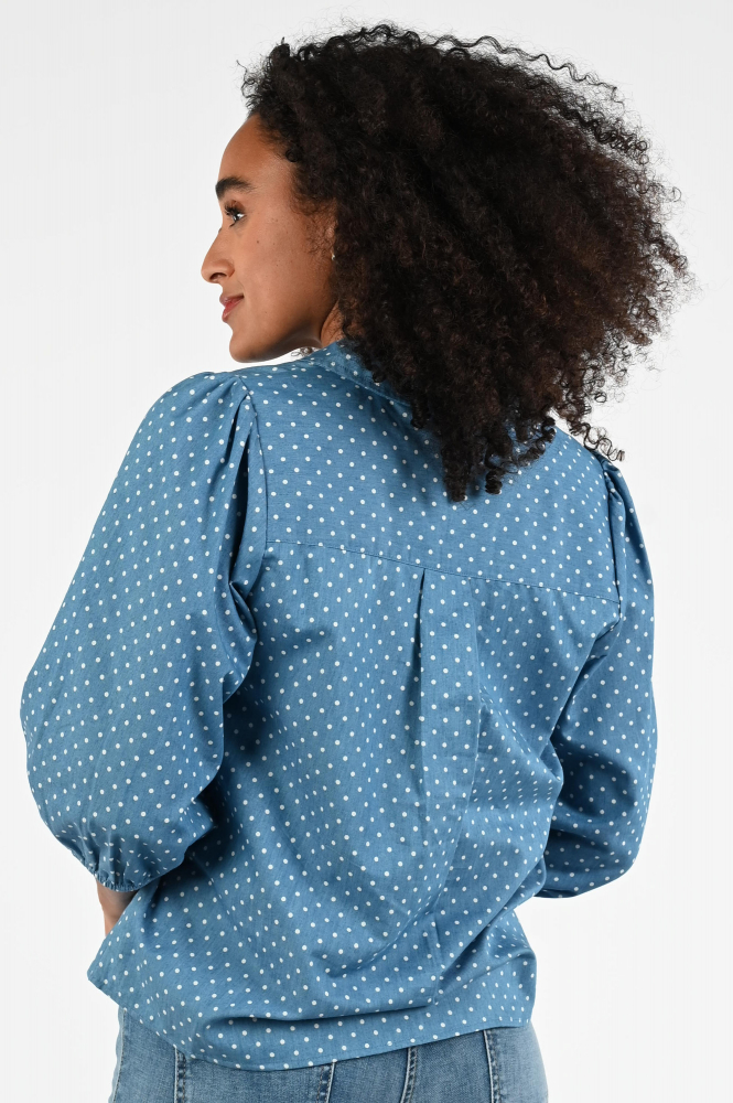 Geisha 53063-14 Blouse driekwart mouw Blauw