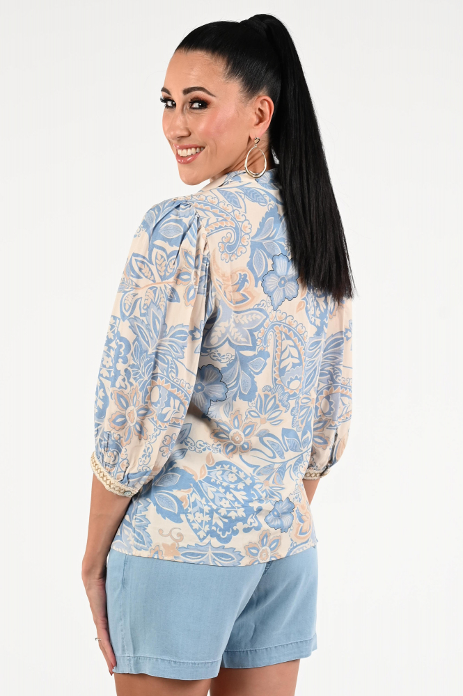 Geisha 53313-70 Blouse driekwart mouw Blauw