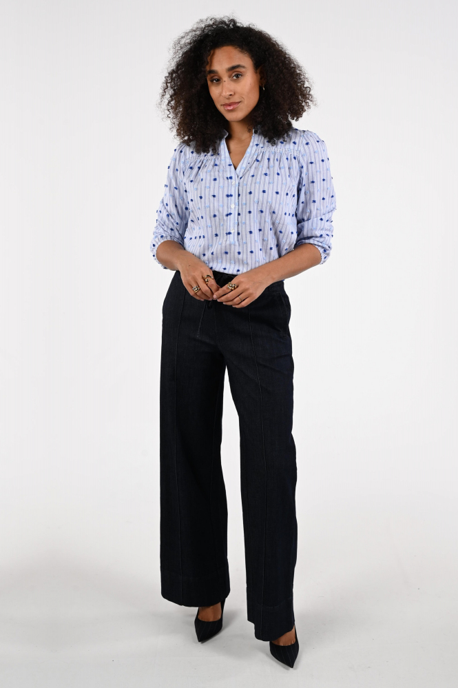 Geisha 63057-14 Blouse driekwart mouw Blauw