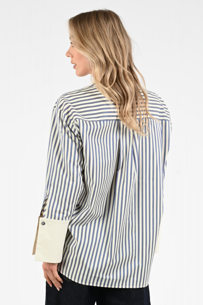 Co'couture Samson stripe Blouse driekwart mouw Blauw