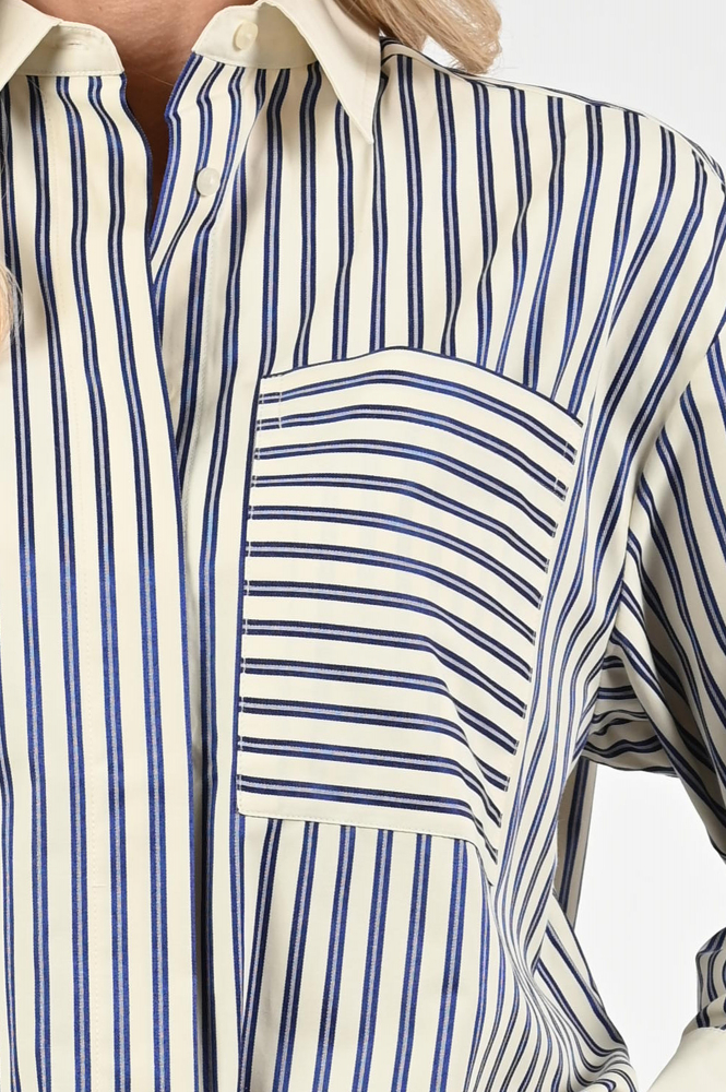 Co'couture Samson stripe Blouse driekwart mouw Blauw
