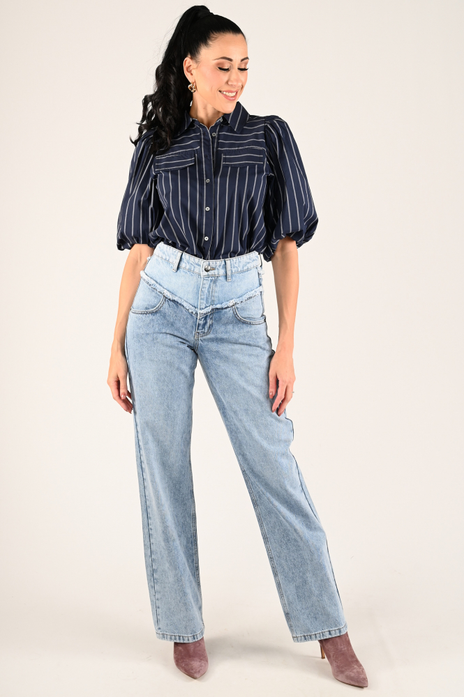 Co'couture 35543 Blouse driekwart mouw Blauw