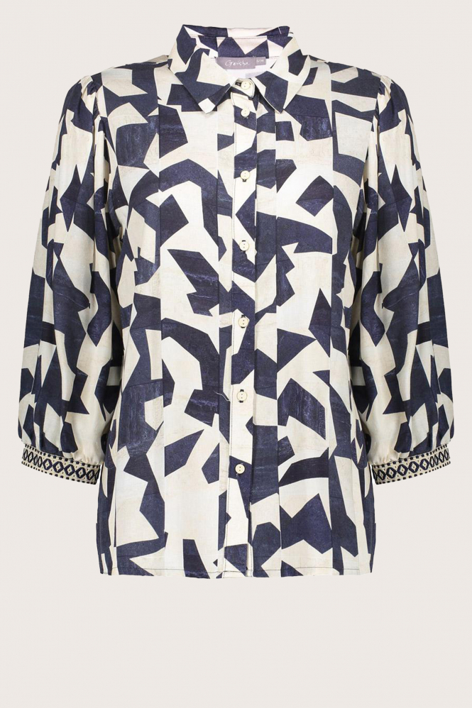 Geisha 53200-20 Blouse driekwart mouw Blauw