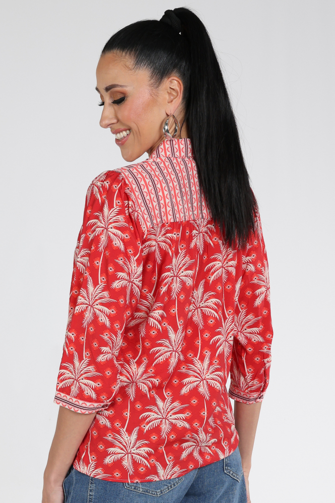 Geisha 63211-20 Blouse driekwart mouw Rood