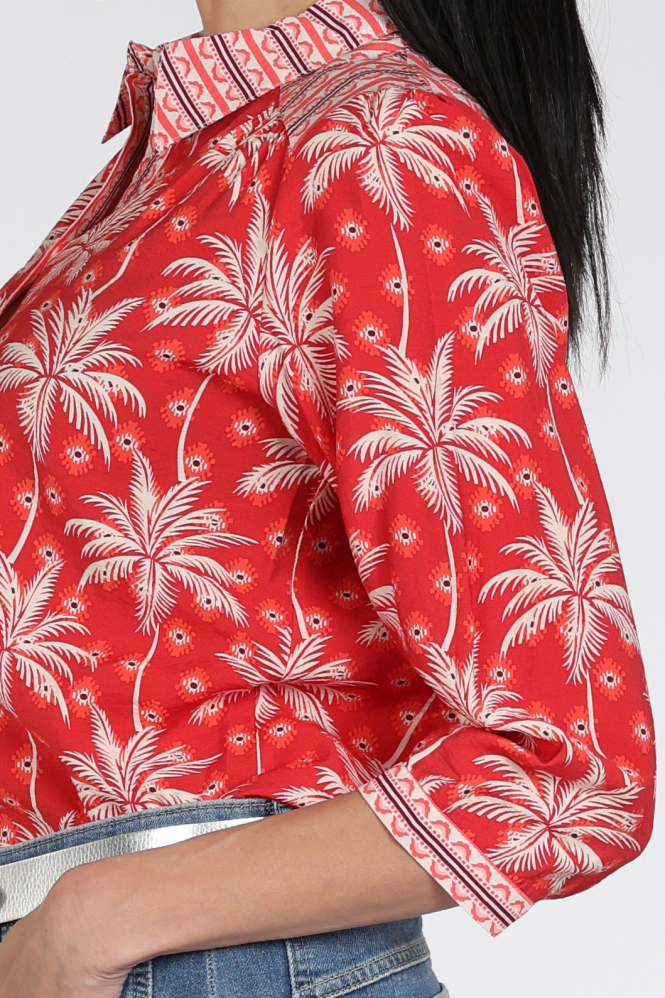 Geisha 63211-20 Blouse driekwart mouw Rood