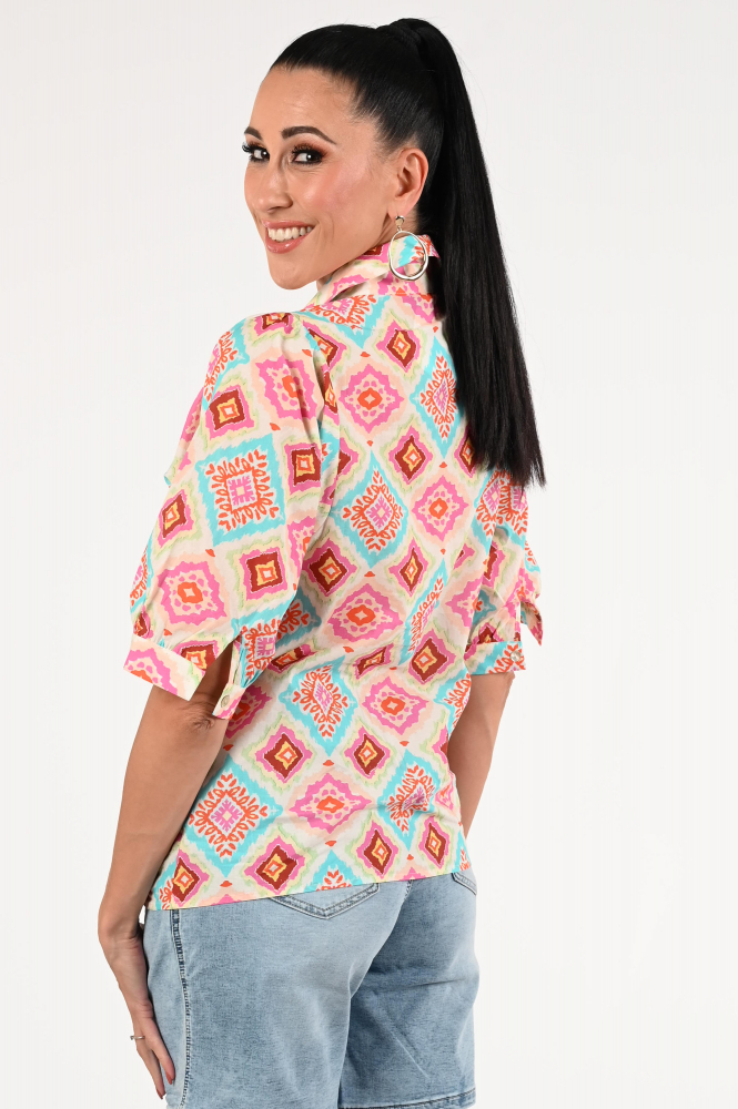 Geisha 53312-70 Blouse driekwart mouw Roze