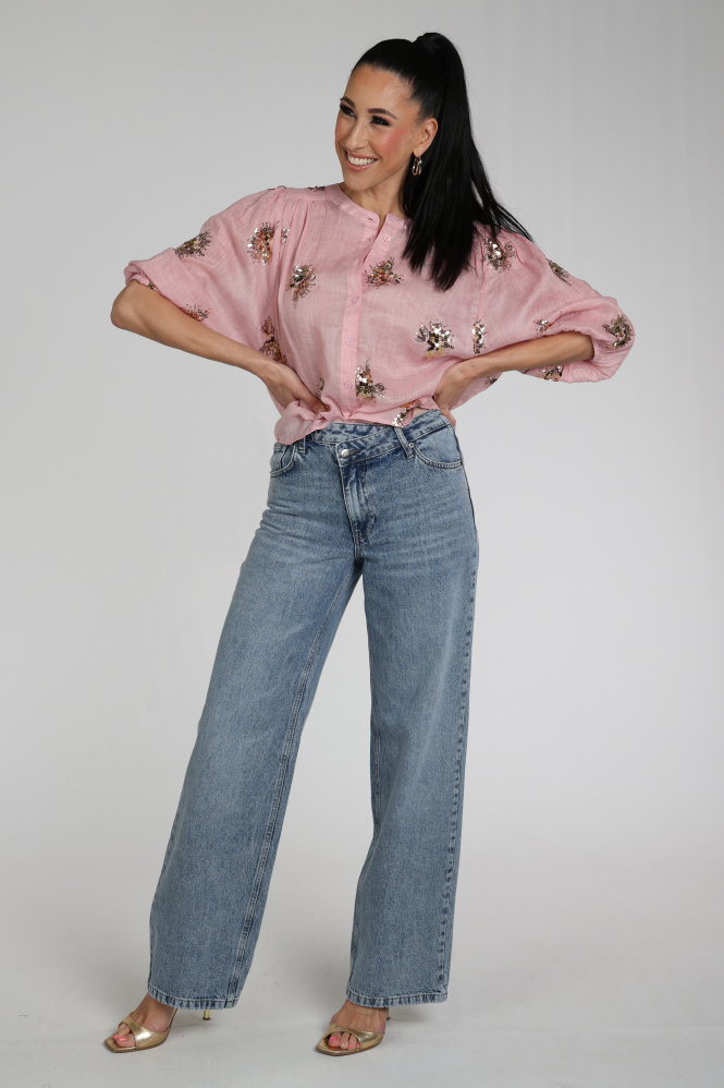 Nukus NKS02175 Blouse driekwart mouw Roze