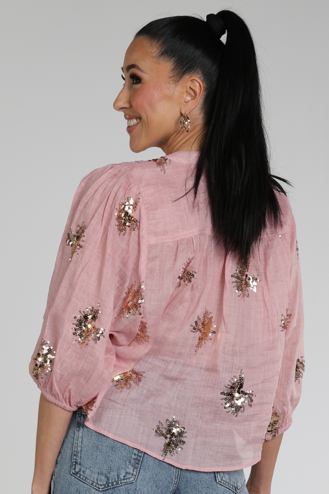 Nukus NKS02175 Blouse driekwart mouw Roze
