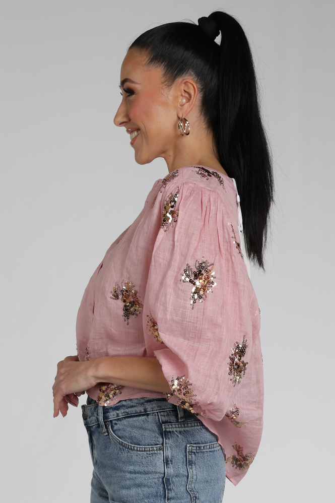 Nukus NKS02175 Blouse driekwart mouw Roze