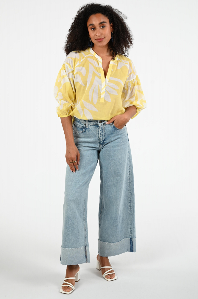 Monari 408659 Blouse driekwart mouw Geel