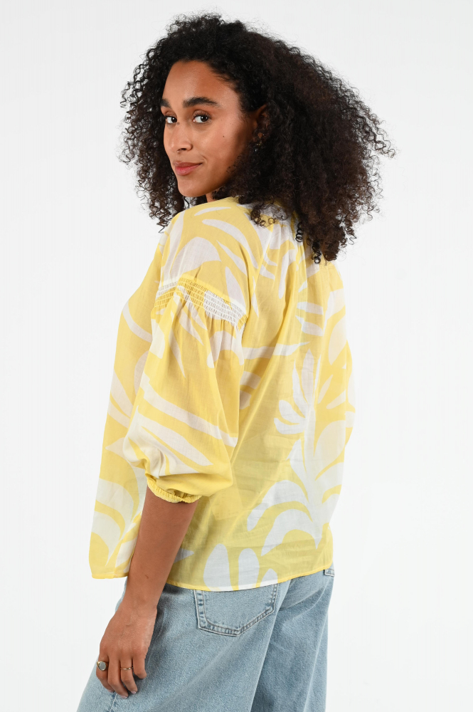Monari 408659 Blouse driekwart mouw Geel