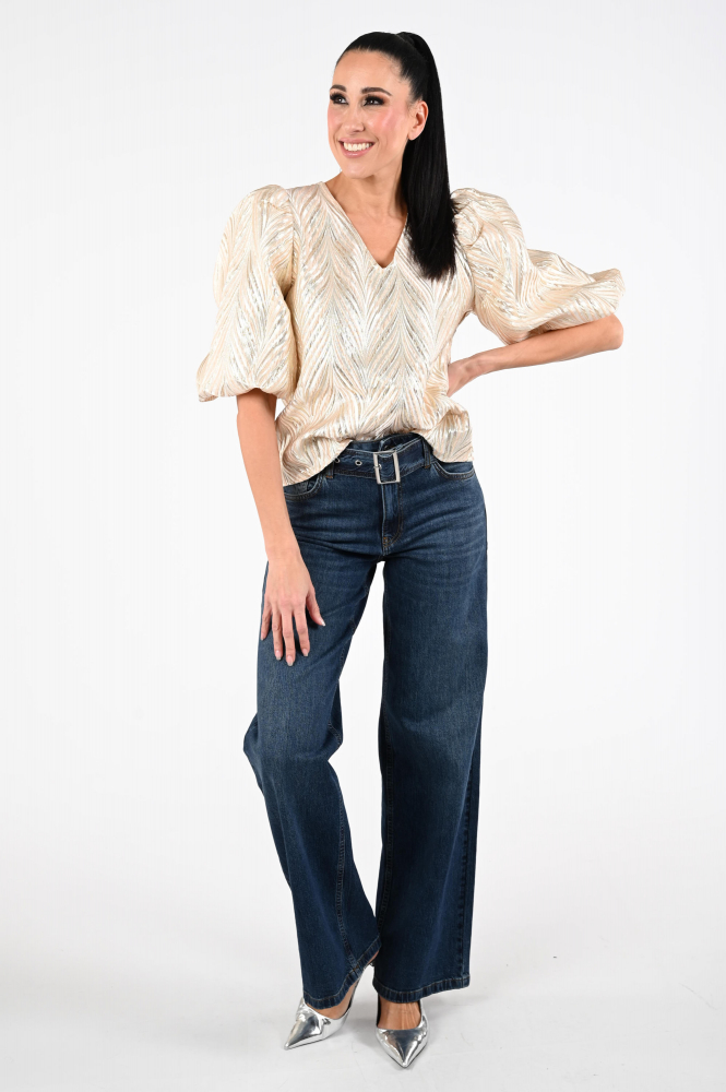 Nukus NKF01008 Blouse driekwart mouw Goud