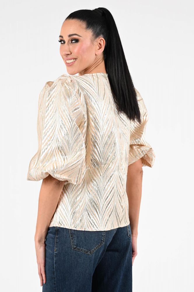 Nukus NKF01008 Blouse driekwart mouw Goud