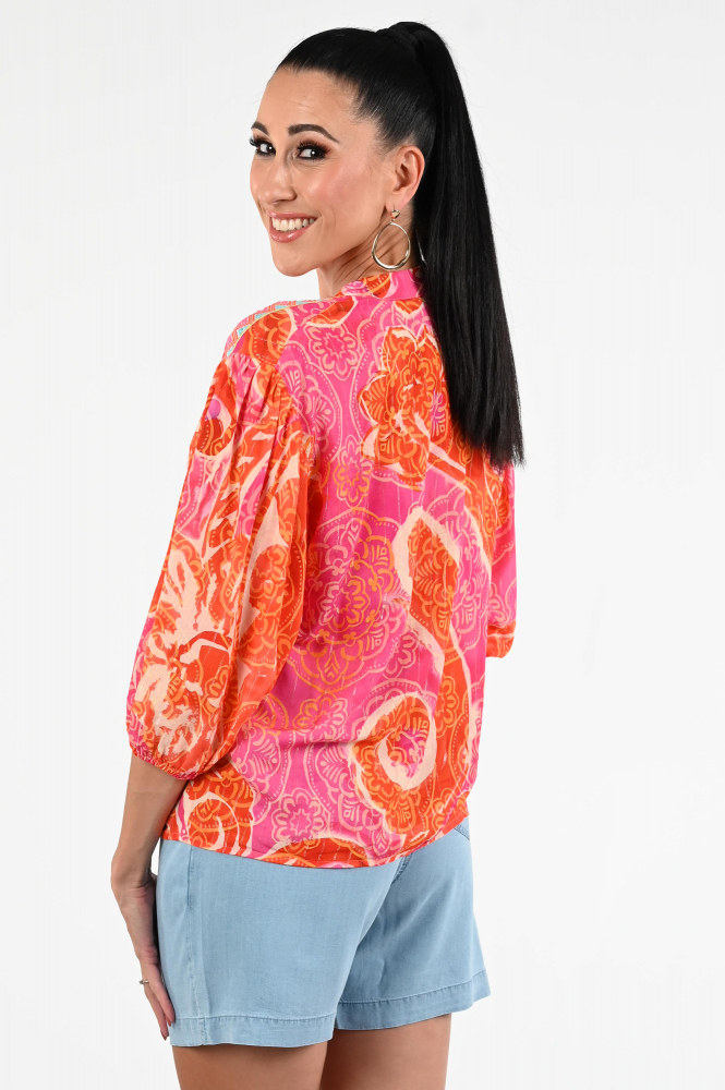 Geisha 53311-70 Blouse driekwart mouw Oranje