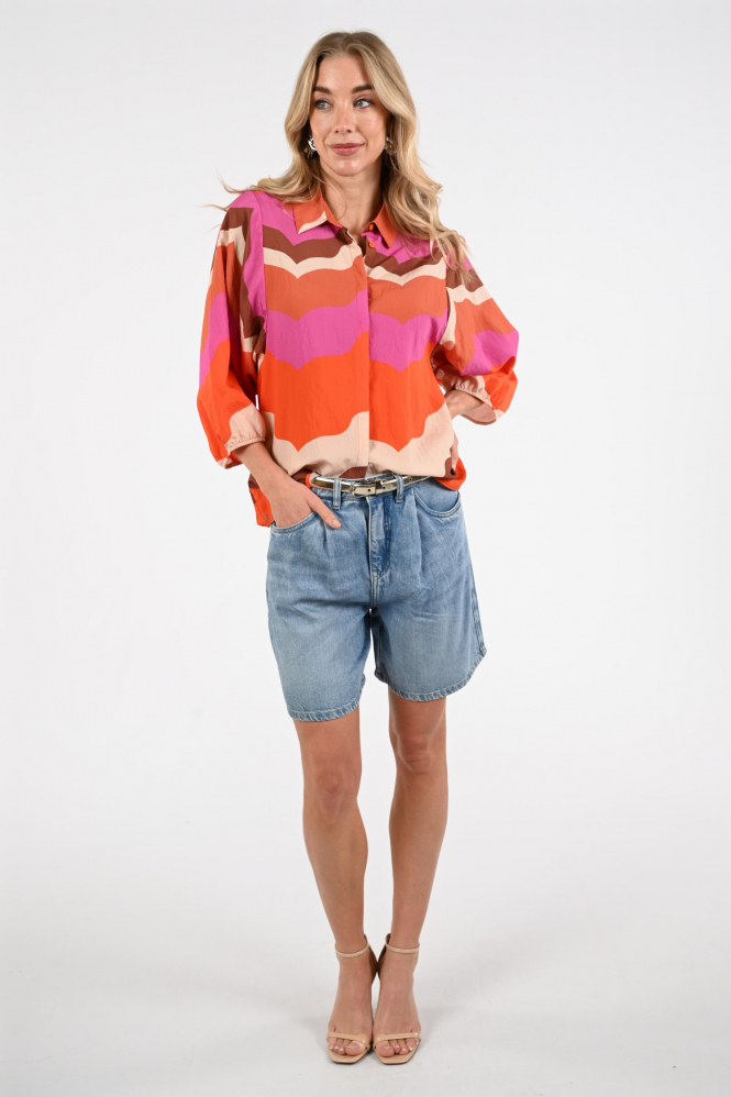 Geisha 63216-20 Blouse driekwart mouw Oranje