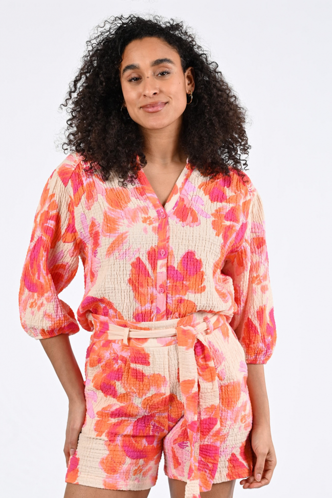 Geisha 63490-20 Blouse driekwart mouw Oranje