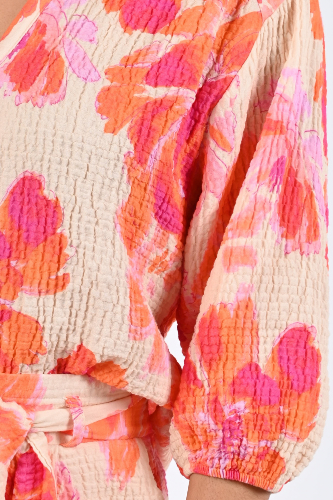 Geisha 63490-20 Blouse driekwart mouw Oranje