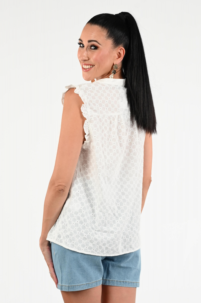 Geisha 53346-26 Blouse mouwloos Wit