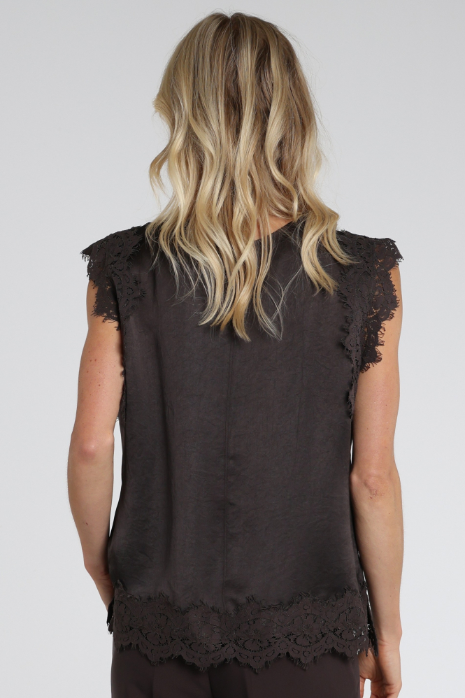 Summum 2s3542-12493 Blouse mouwloos Bruin