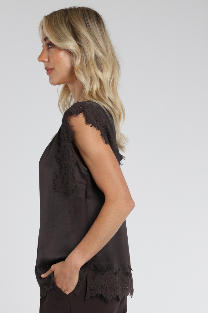 Summum 2s3542-12493 Blouse mouwloos Bruin