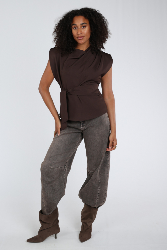 Co'couture 500314 Blouse mouwloos Bruin