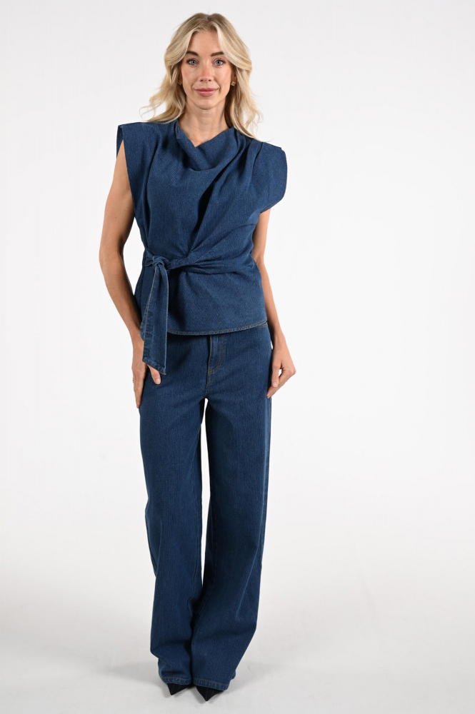 Co'couture 45001 KimmyCC Blouse mouwloos Blauw