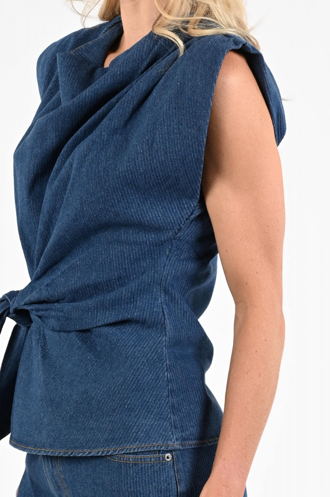 Co'couture 45001 KimmyCC Blouse mouwloos Blauw