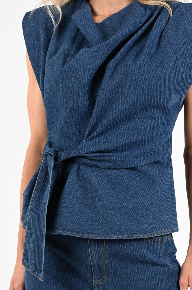 Co'couture 45001 KimmyCC Blouse mouwloos Blauw