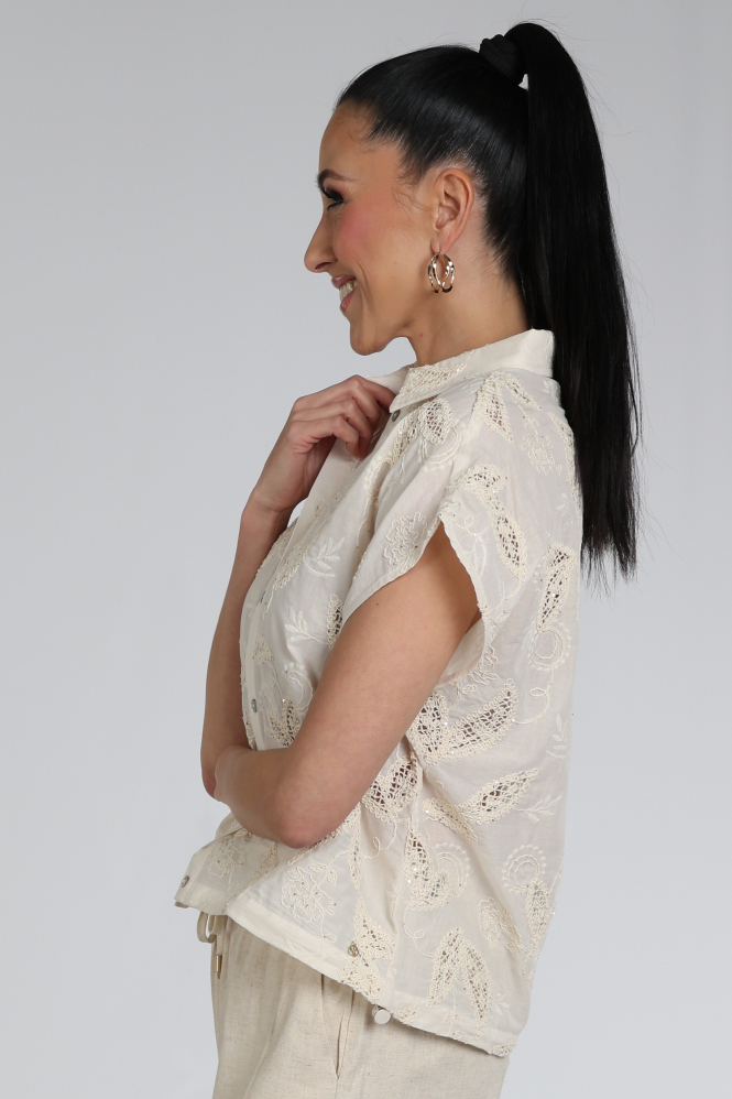 Nukus NKS02254 Blouse mouwloos Beige