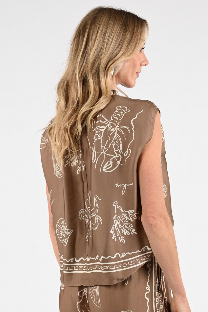 Nukus NKS01154 Blouse mouwloos Bruin