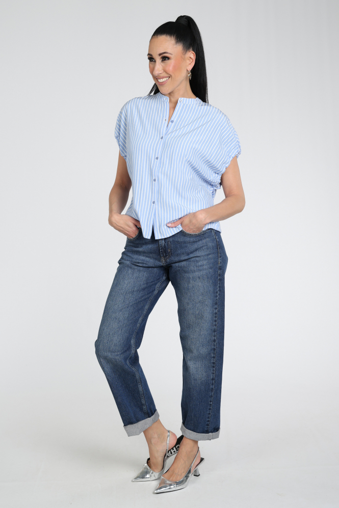 Neo Noir Englana stripe Blouse mouwloos Blauw